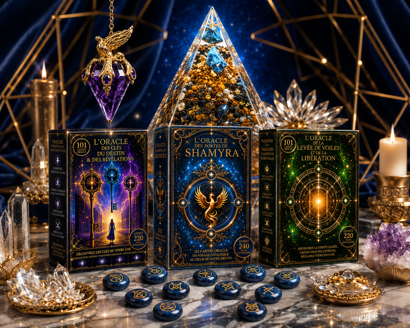 Collection Shamyra : oracles, pendules et pyramides orgonites