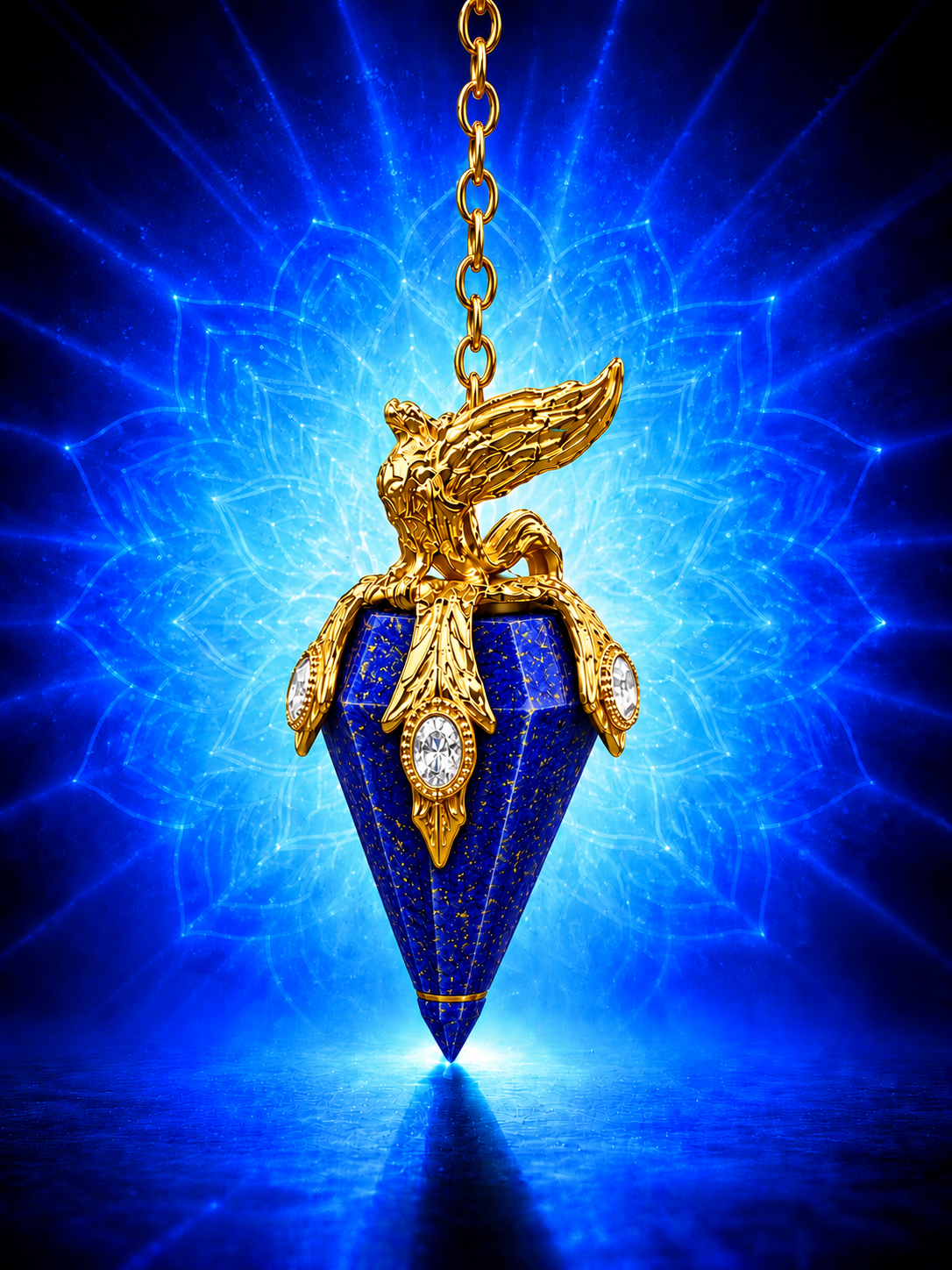 Pendule lapis-lazuli à monture dorée